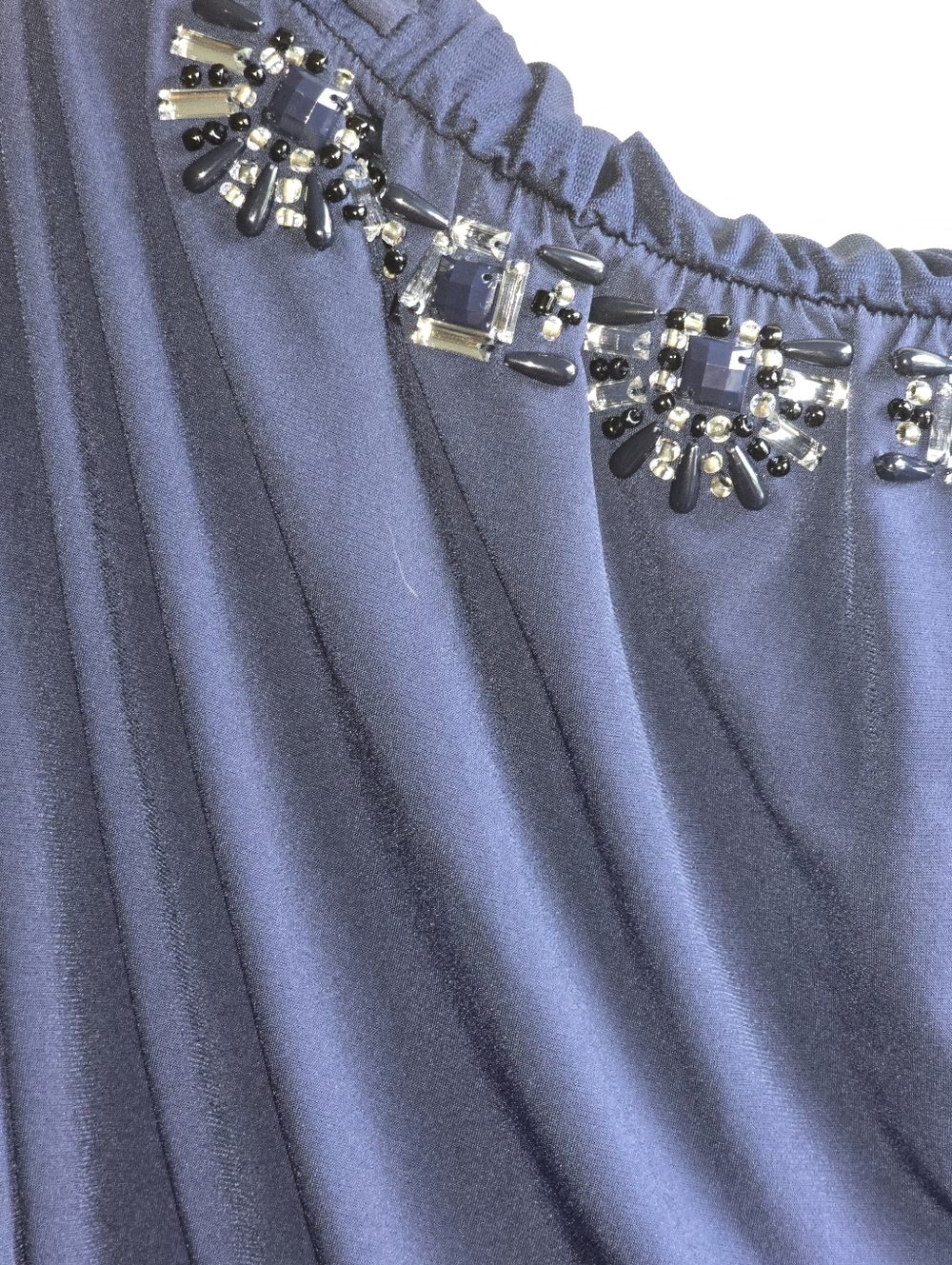 Strapless Beaded Lane Bryant 1820 Plus Navy Blue Women’s Dress - Picture 6 of 8